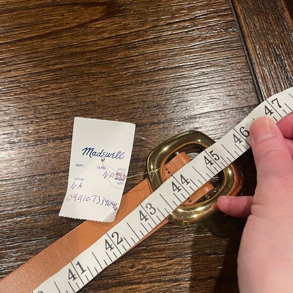 Madewell Women's Sz L Puffed-Buckle Leather Belt Desert Camel Brown NP333 - Picture 10 of 11